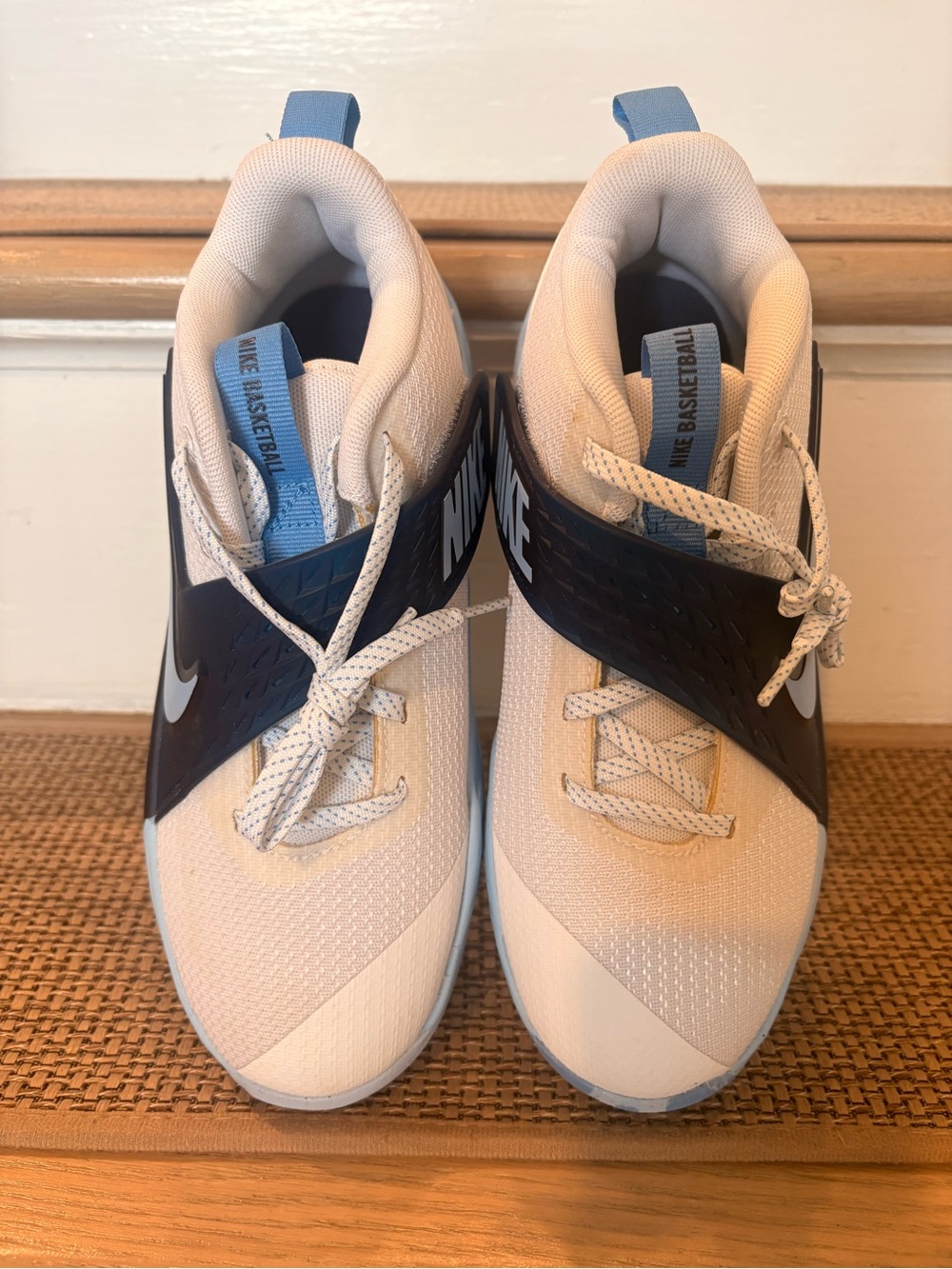 Nike Kids White and Navy Basketball Sneakers